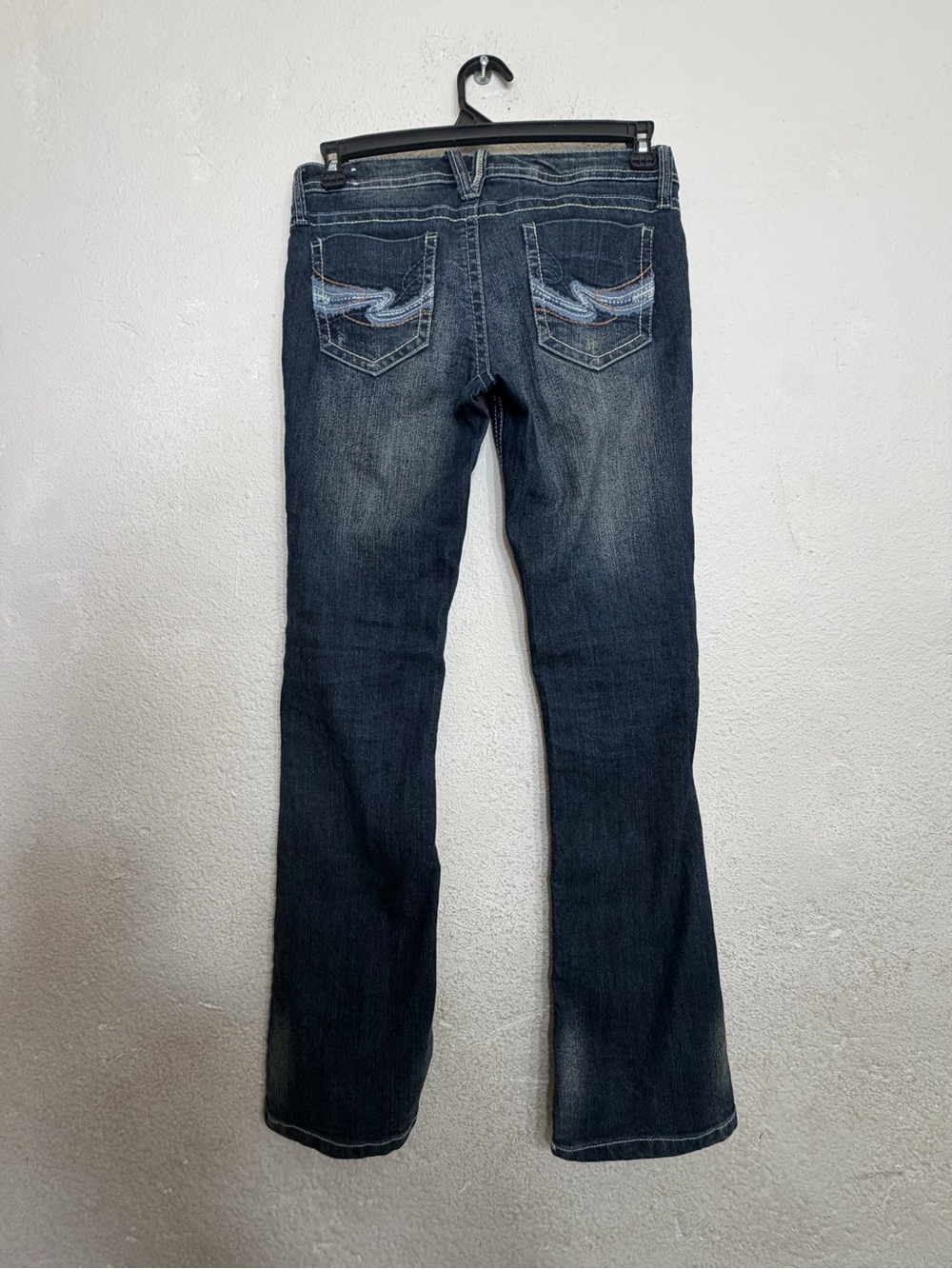 Y2K TRUCE Embroidered Low Rise Bootcut Jeans Dark Wash Womens Sz 9 Flare Denim